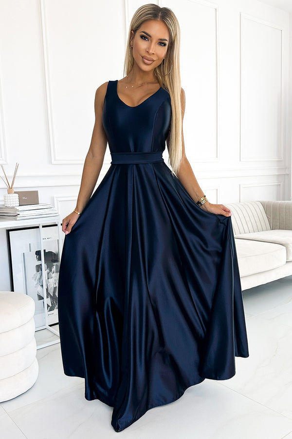 Robe femme Numoco Longue Longue — bleu marine