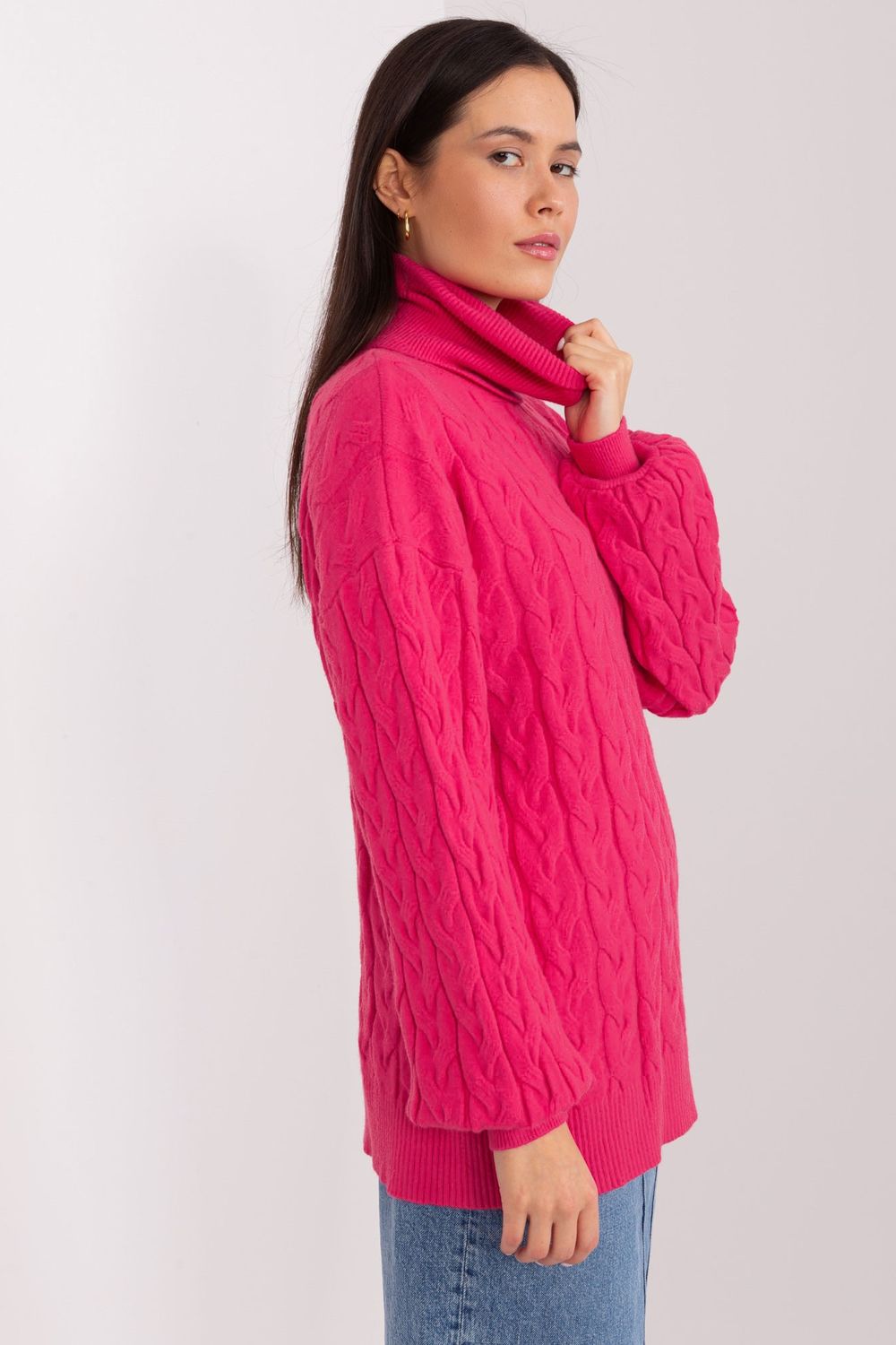 Pull femme AT Col Roulé Col — rosé