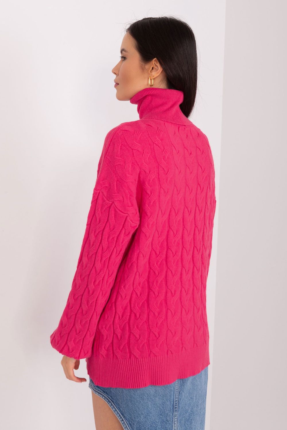 Pull femme AT Col Roulé Col — rosé