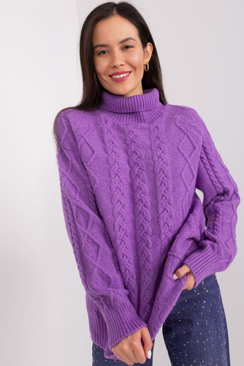 Pull femme AT Col Roulé Col — violet