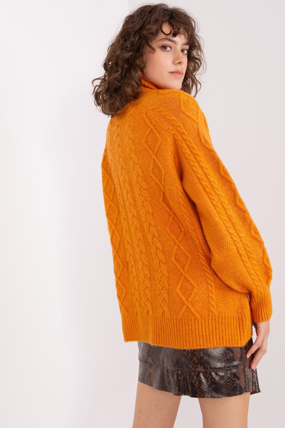 Pull femme AT Col Roulé Col — orange