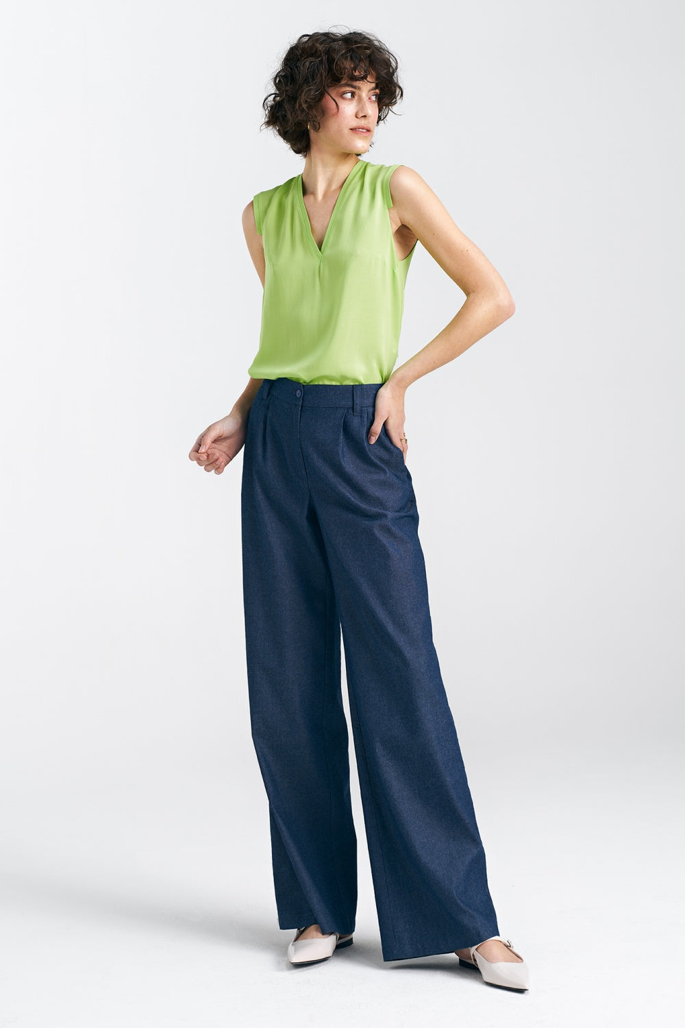 Chaussures à talons femme Nife Pantalon Long Pantalon — bleu marine