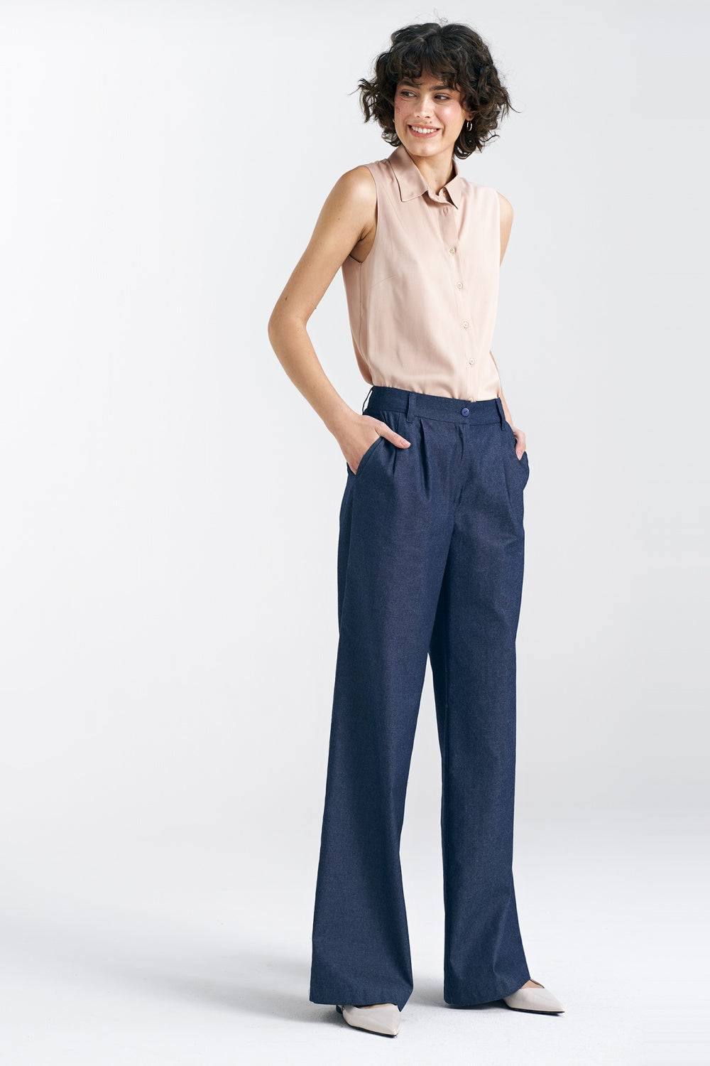 Chaussures à talons femme Nife Pantalon Long Pantalon — bleu marine