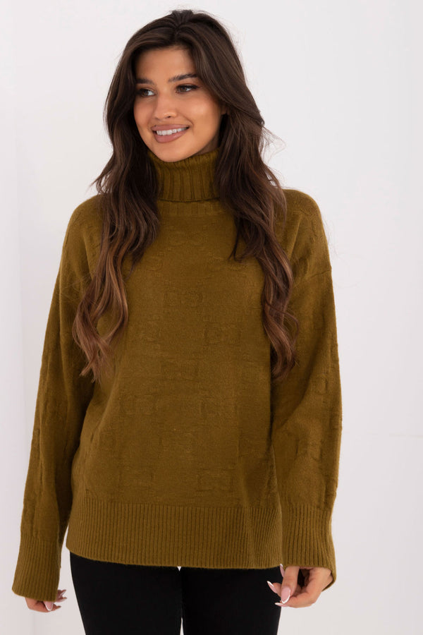 Pull femme AT Col Roulé Col — vert