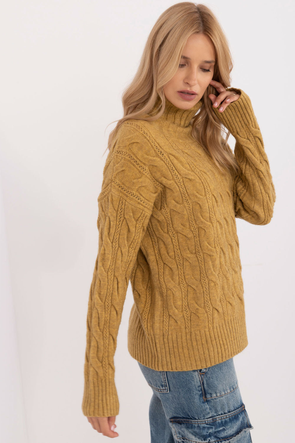 Pull femme AT Col Roulé Col — vert