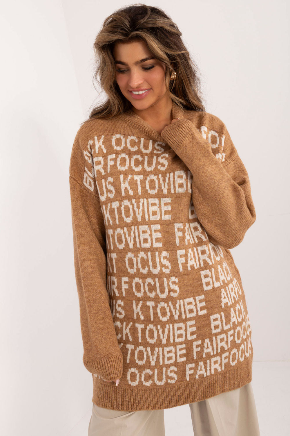 Pull femme Badu Chandail Long Chandail — brun
