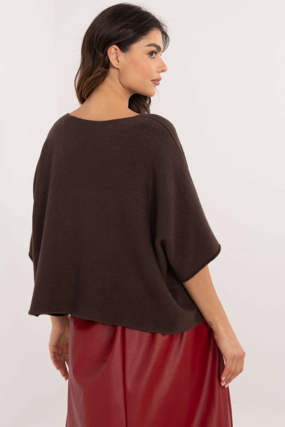 Pull femme Italy Moda À Manches Courtes — brun