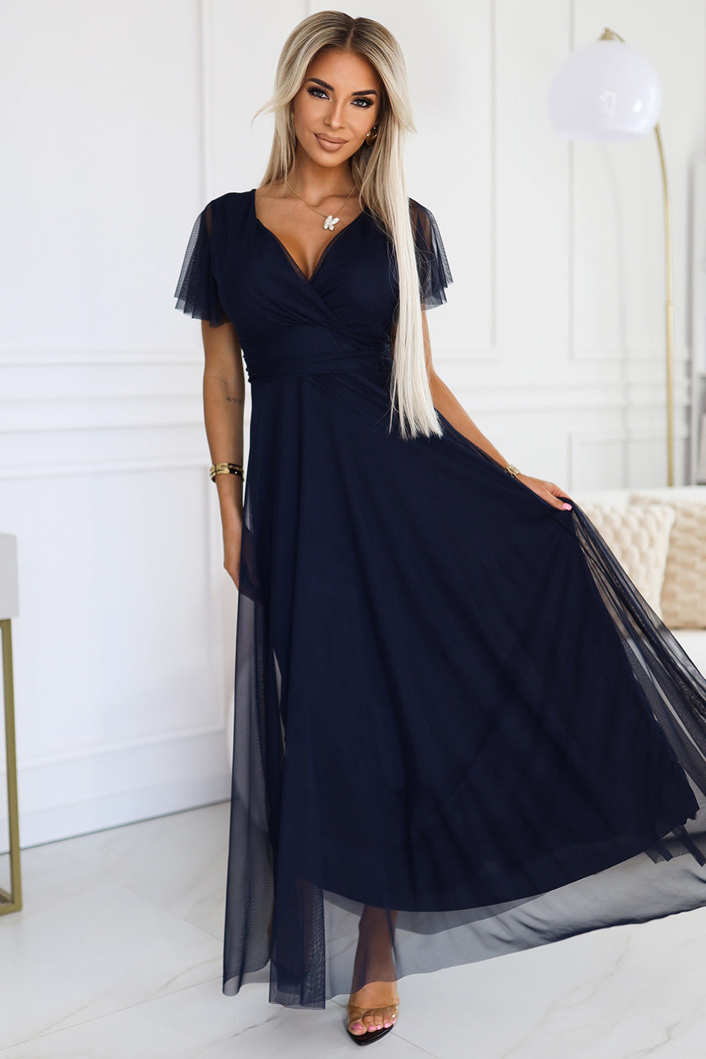 Robe femme Numoco Longue Longue — bleu marine