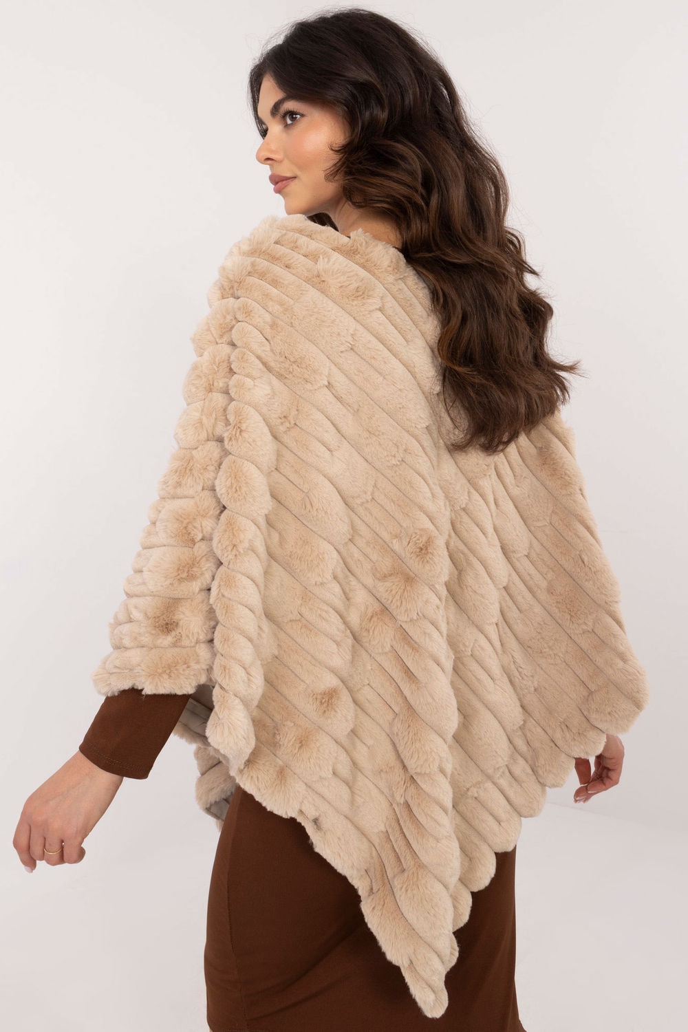 Poncho femme AT — beige