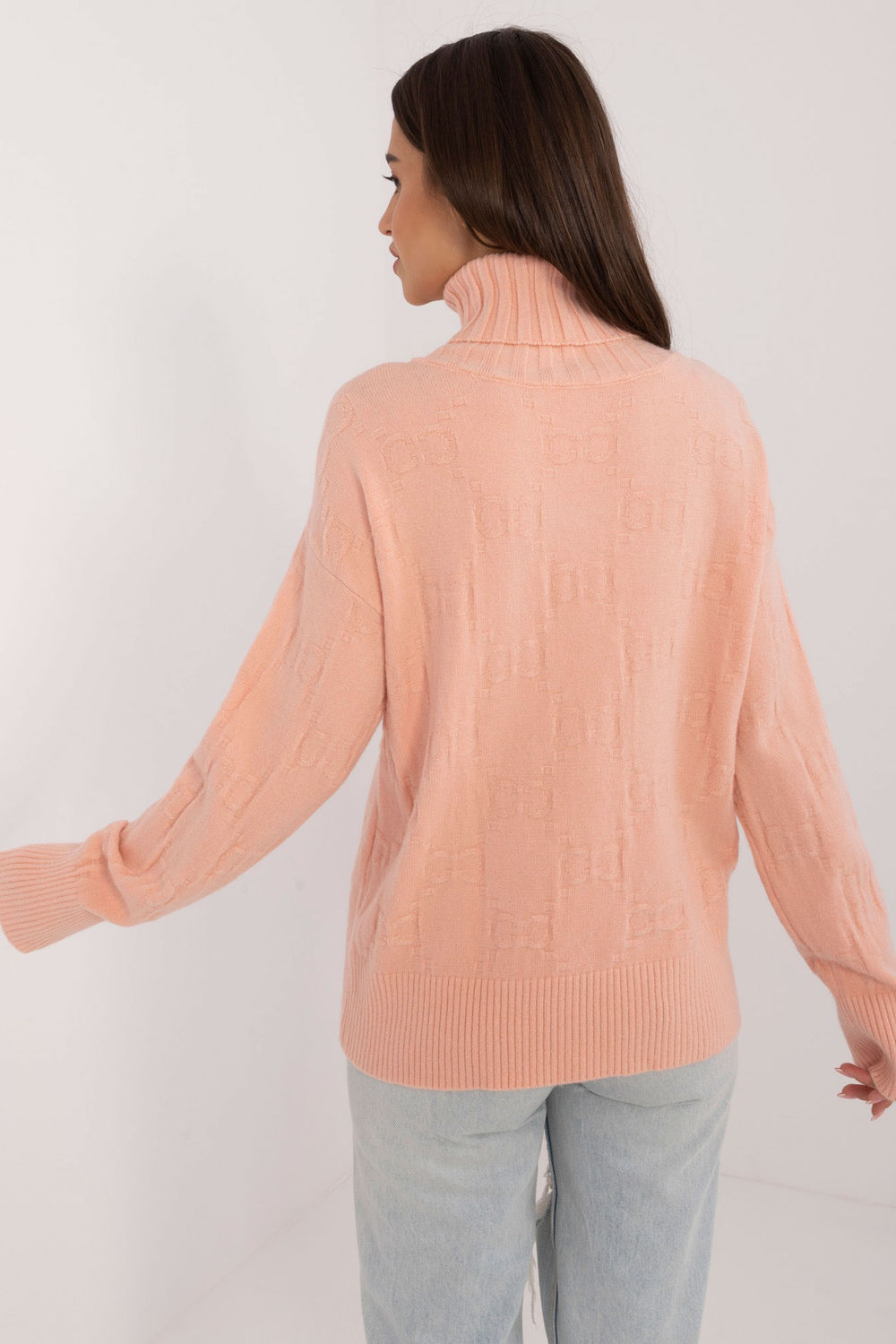 Pull femme AT Col Roulé Col — rosé