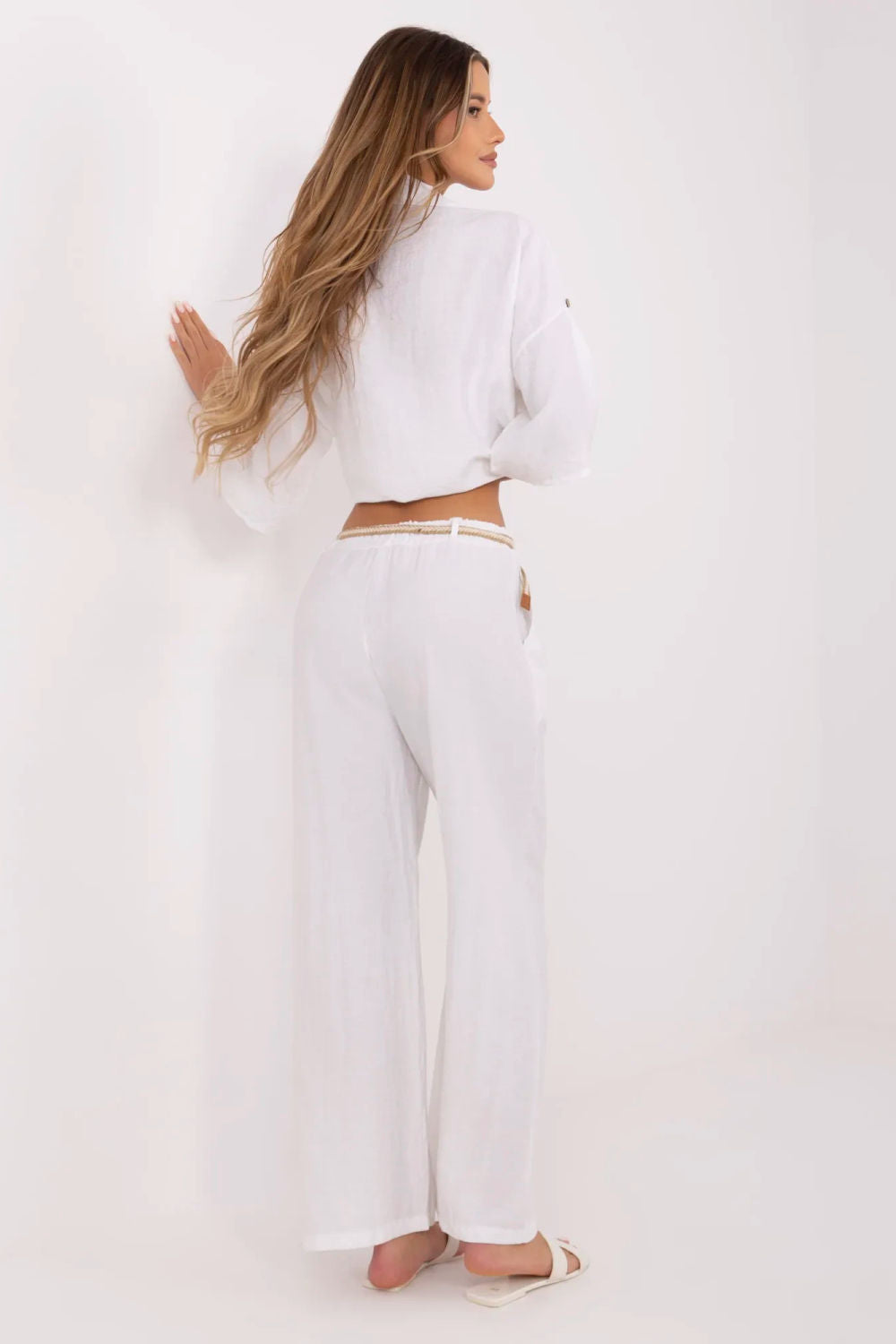 Chaussures à talons femme Italy Moda Pantalon Pantalon — blanc