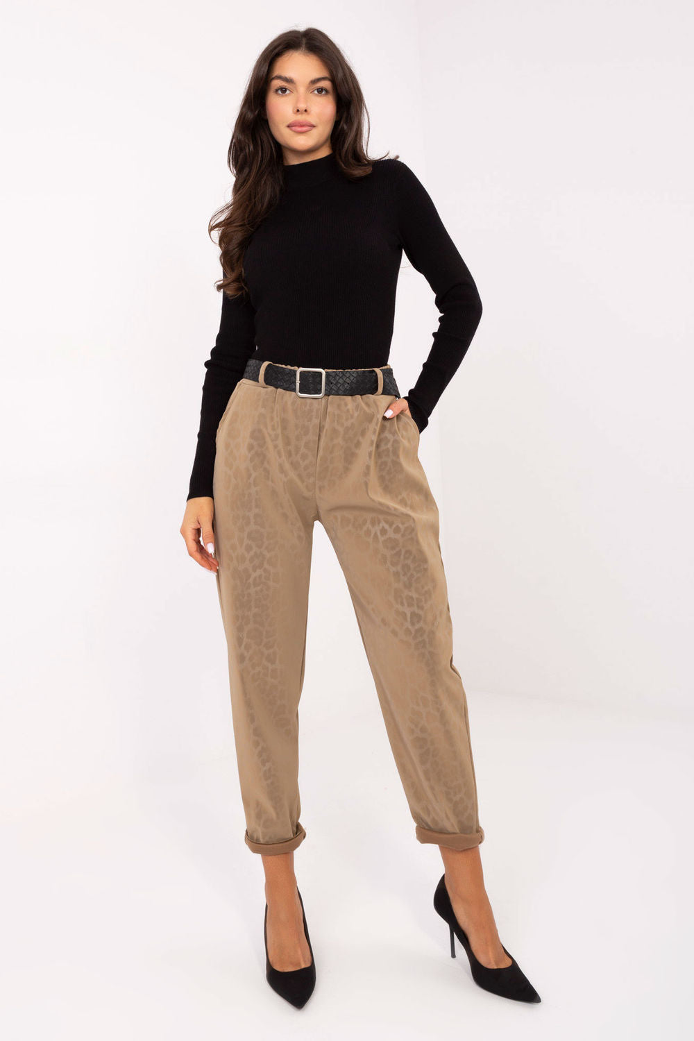 Chaussures à talons femme Italy Moda Pantalon Pantalon — brun