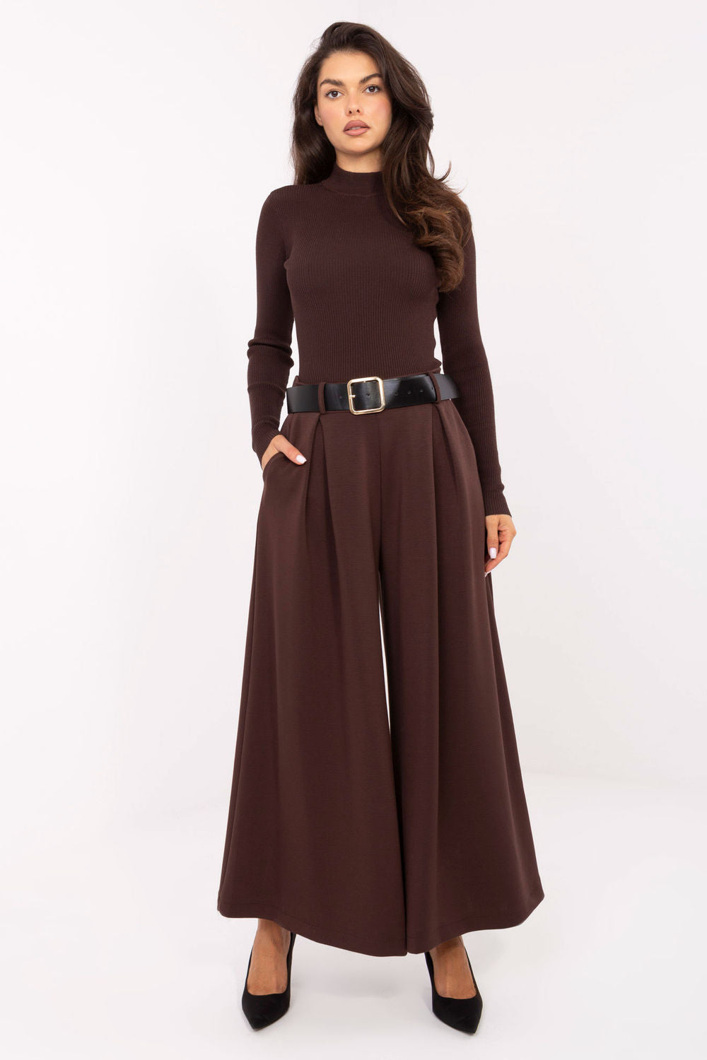 Chaussures à talons femme Italy Moda Pantalon Pantalon — brun