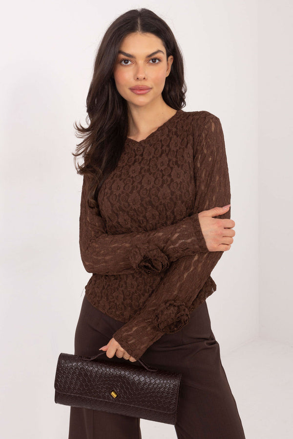 Blouse femme Italy Moda En Dentelle En — brun