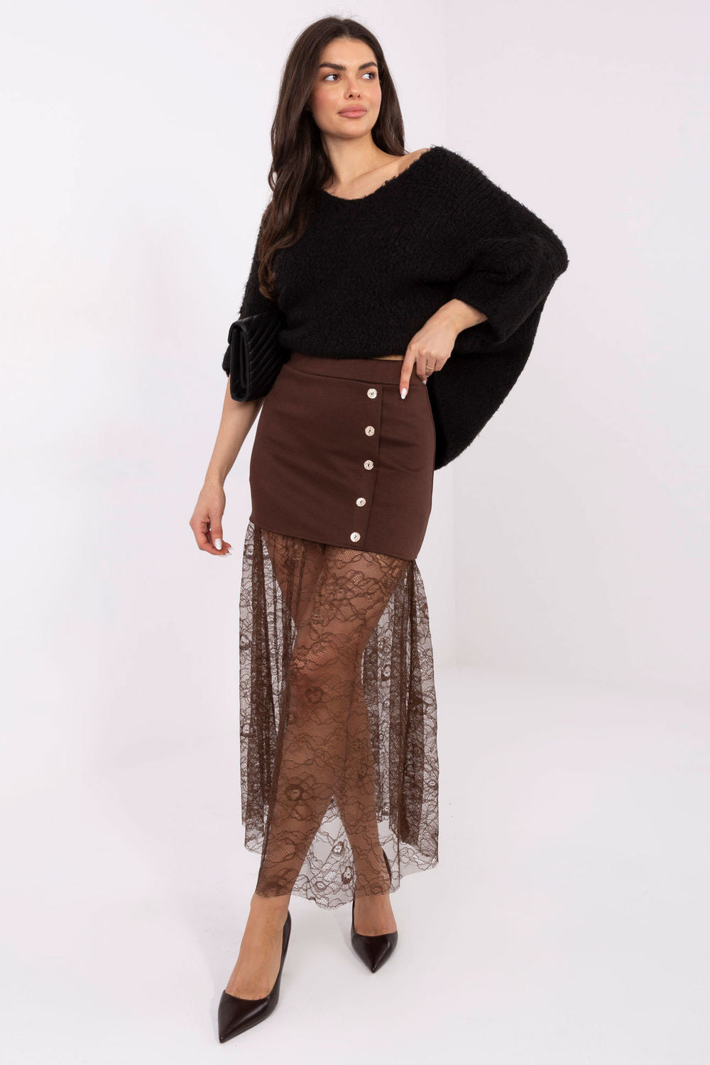 Pull femme Italy Moda Chandail Chandail — noir