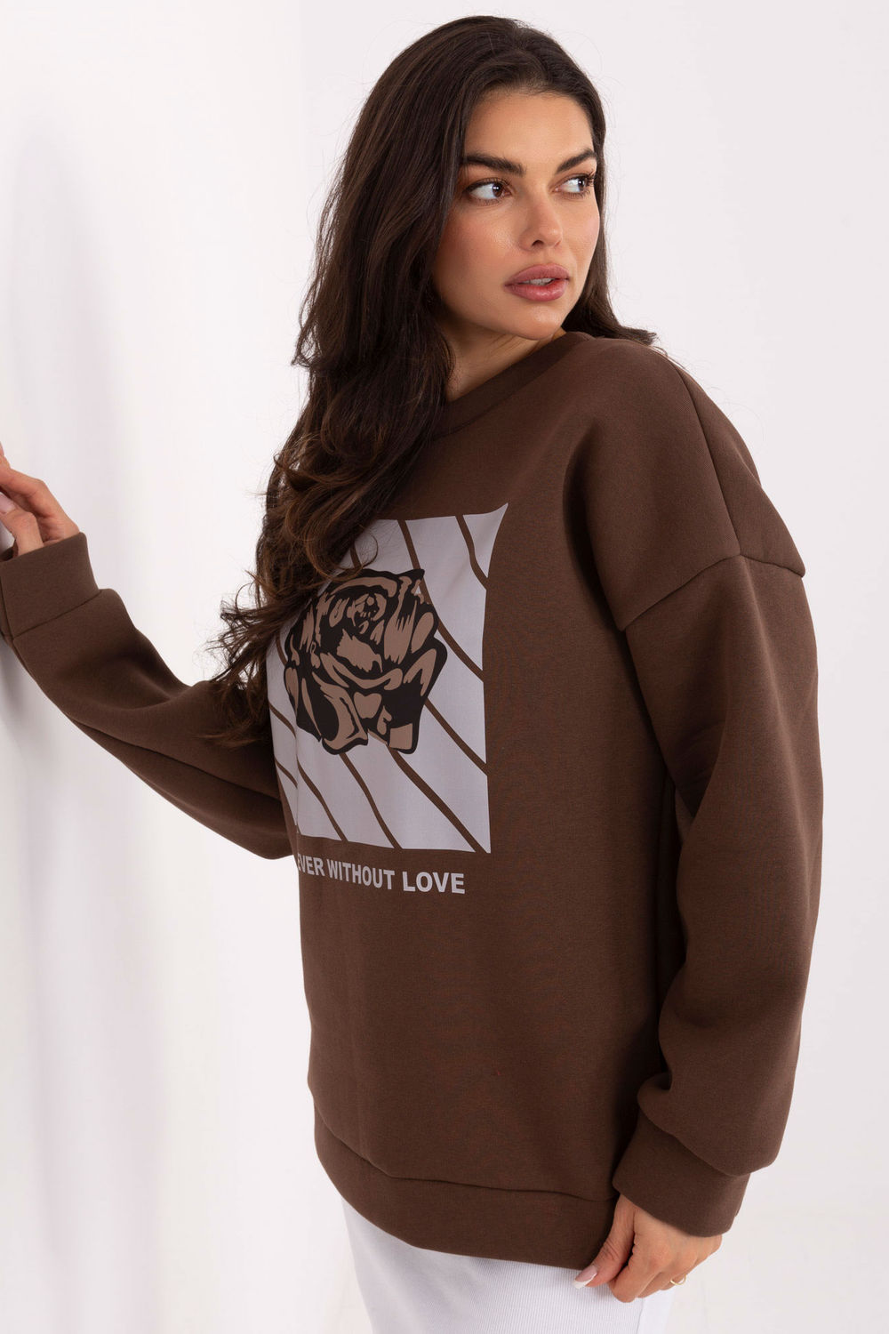 T-shirt femme Italy Moda Sweatshirt Sweatshirt — brun