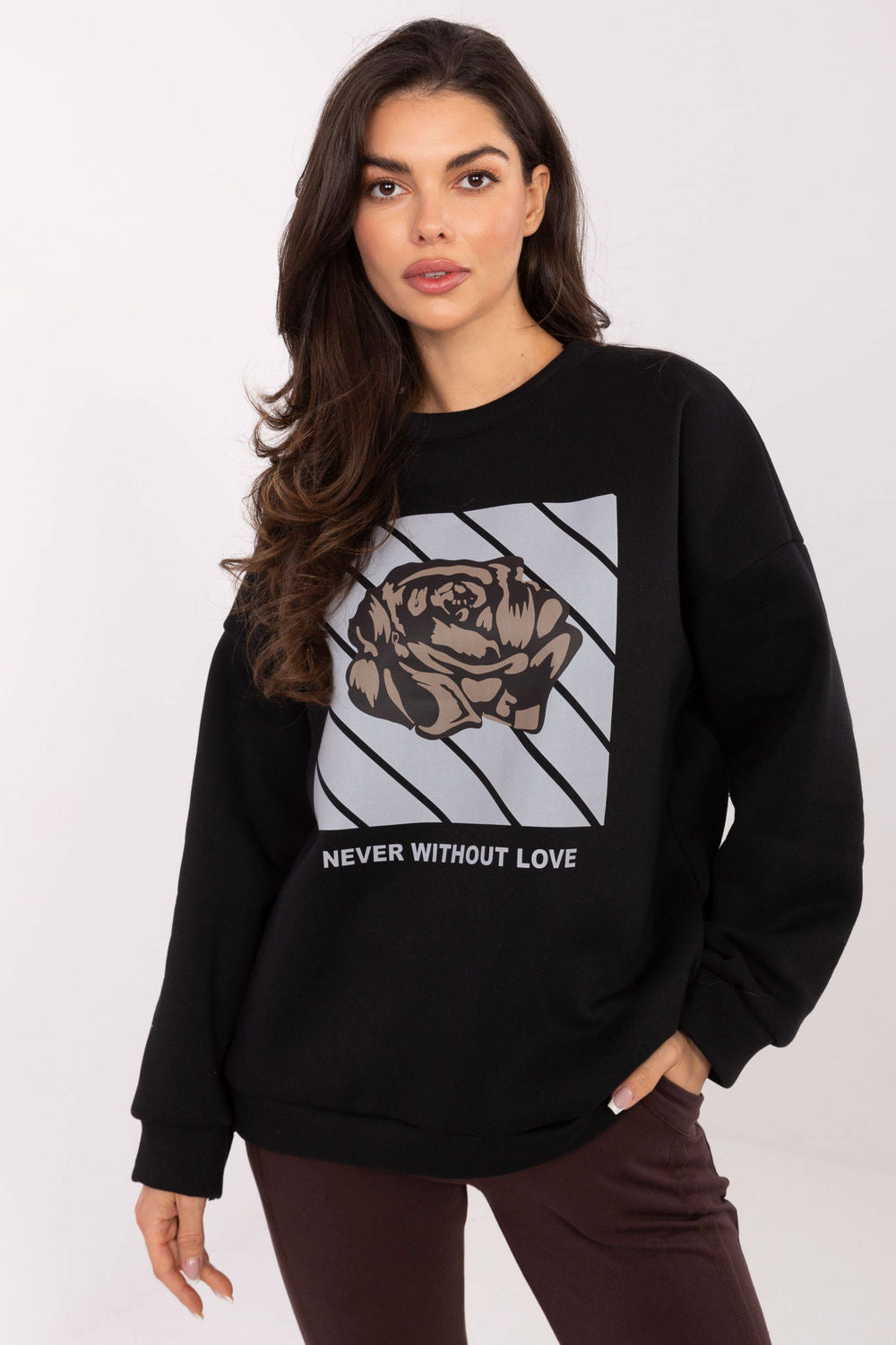 T-shirt femme Italy Moda Sweatshirt Sweatshirt — noir
