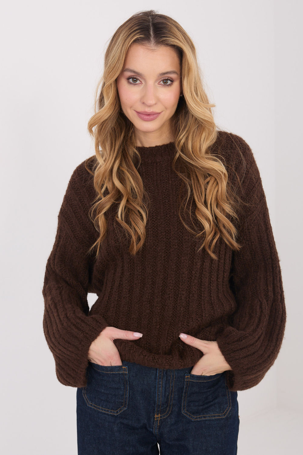 Pull femme Italy Moda Chandail Chandail — brun