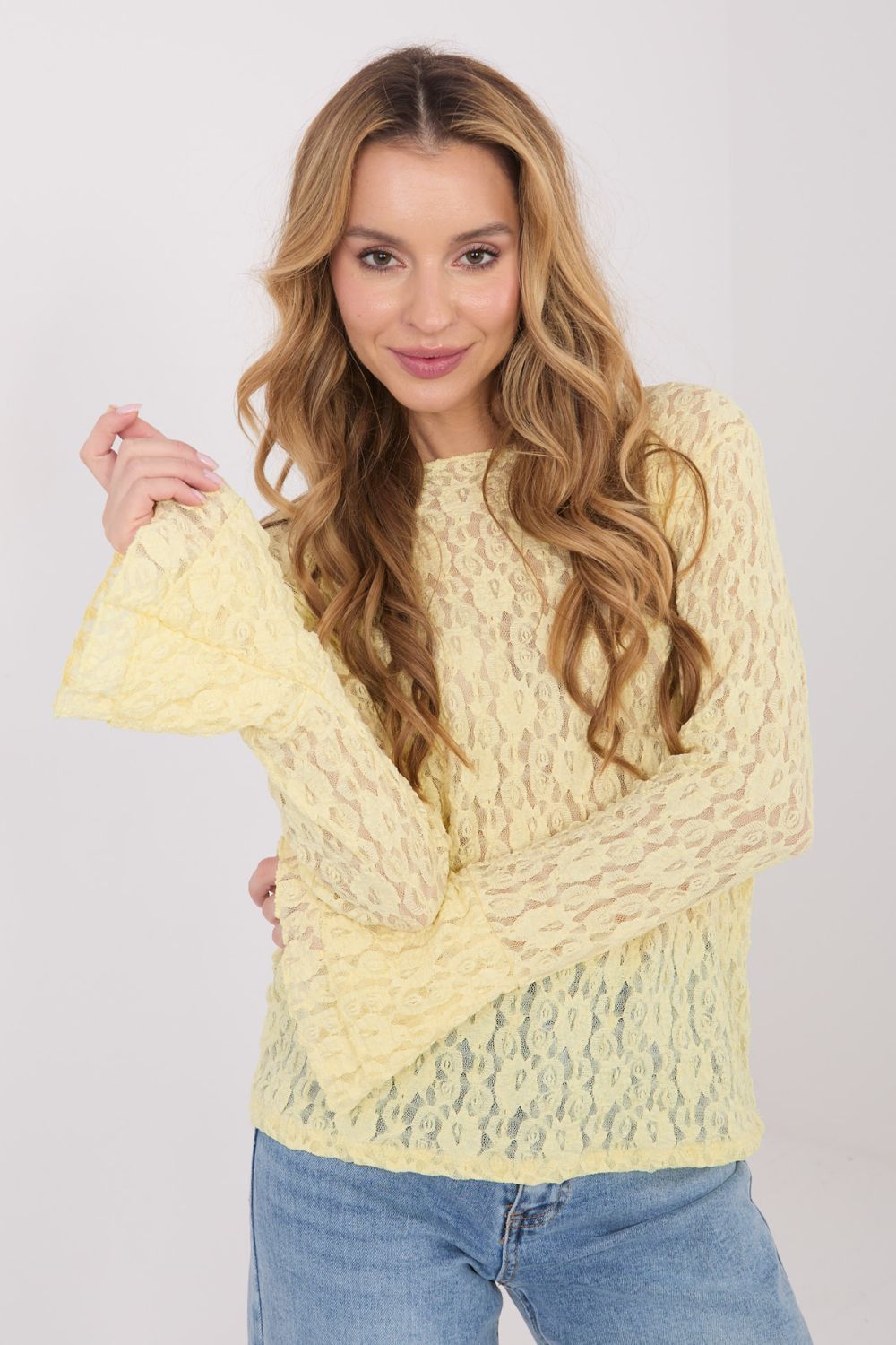 Blouse femme Italy Moda En Dentelle En — jaune