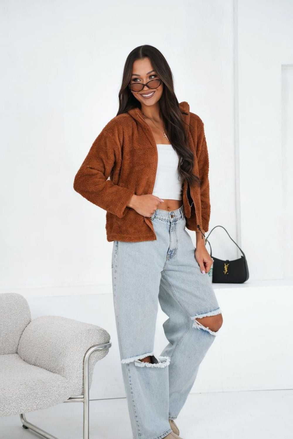 T-shirt femme Factory Price Sweatshirt Sweatshirt — brun