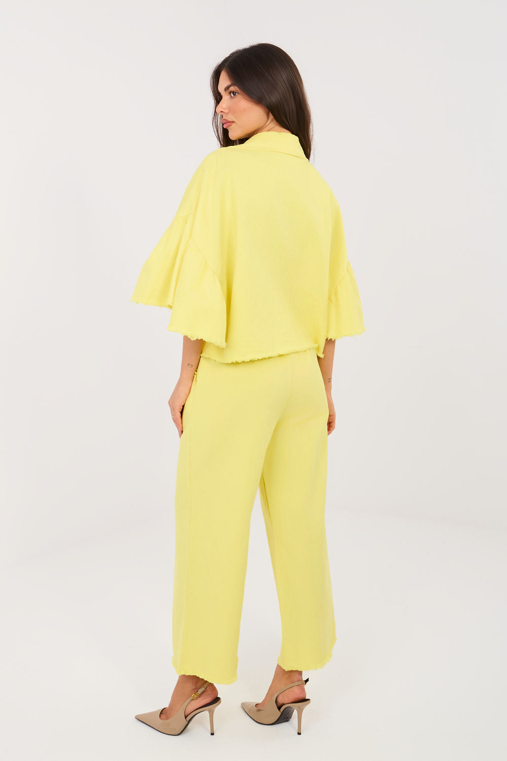Chaussures à talons femme Italy Moda Pantalon Pantalon — jaune