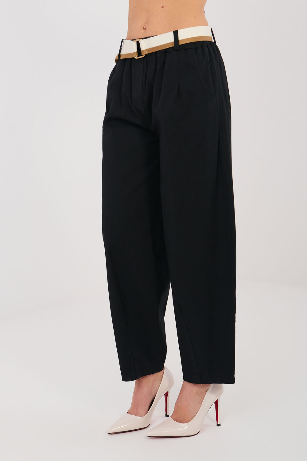 Chaussures à talons femme Italy Moda Pantalon Pantalon — noir