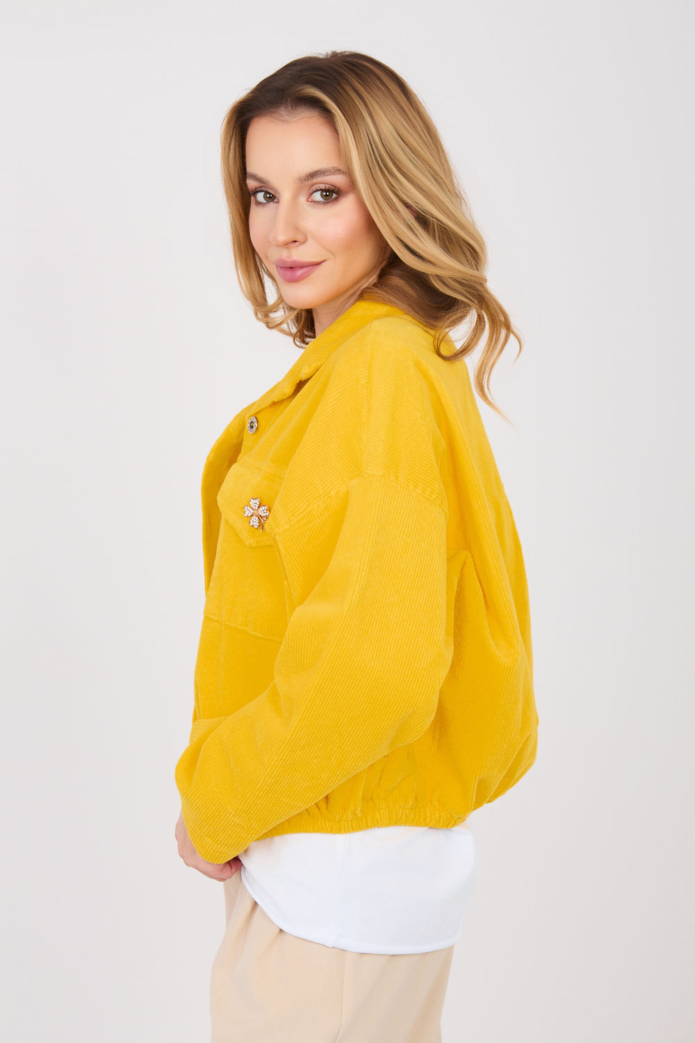 Veste en velours côtelé femme Rue Paris — jaune