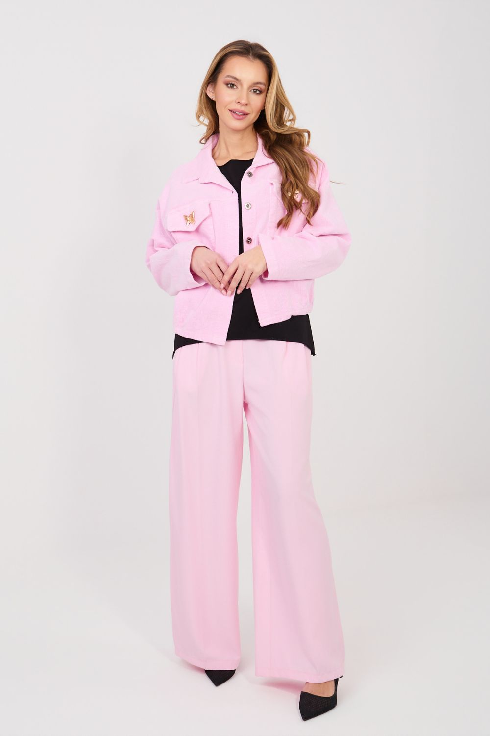 Veste en velours côtelé femme Rue Paris — rosé