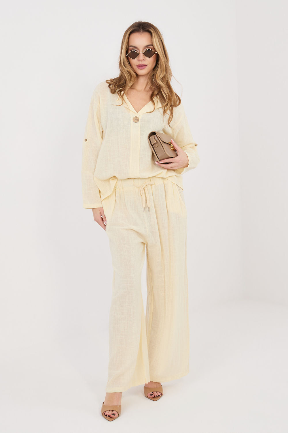 Chaussures à talons femme Italy Moda Pantalon Pantalon — jaune