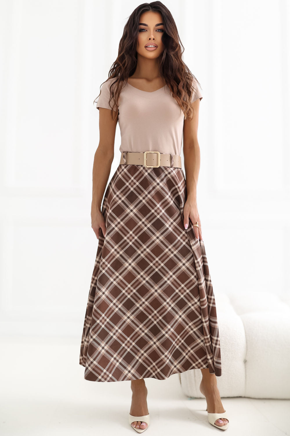 Jupe femme Italy Moda Longue Longue — brun