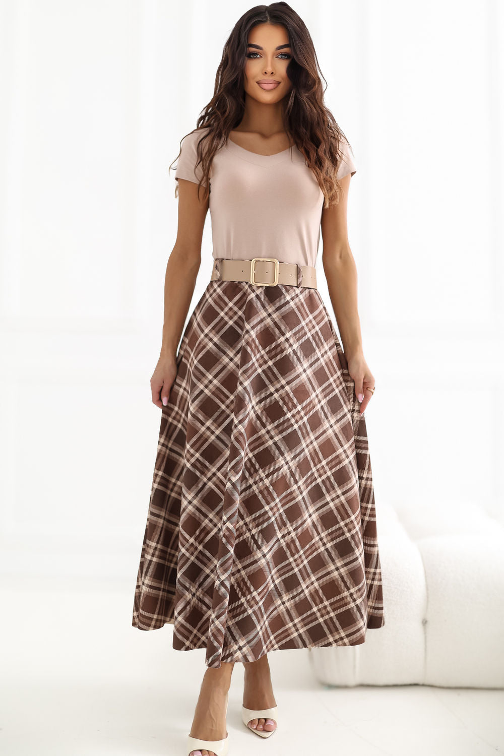 Jupe femme Italy Moda Longue Longue — brun