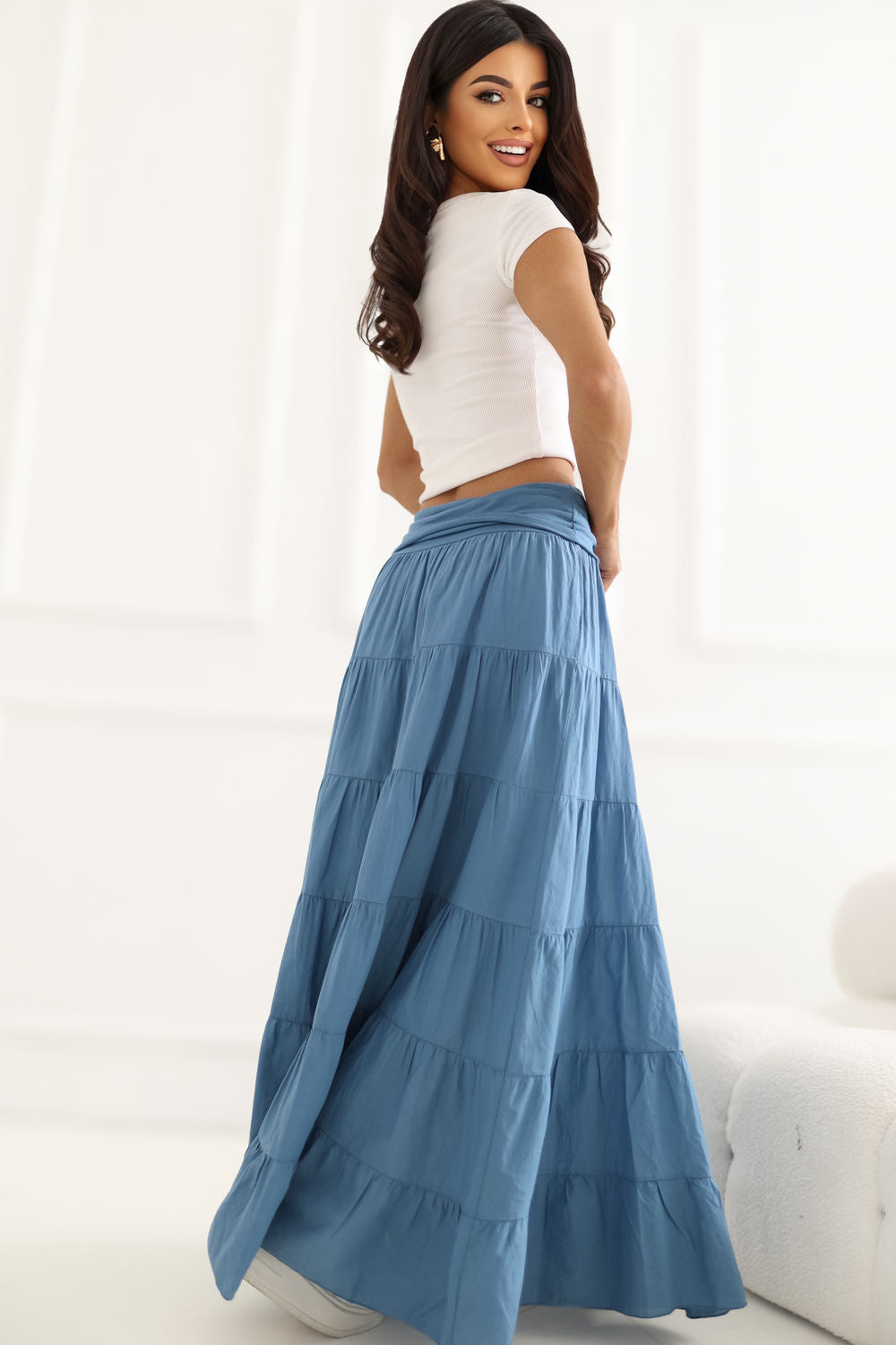 Jupe femme Italy Moda Longue Longue — bleu