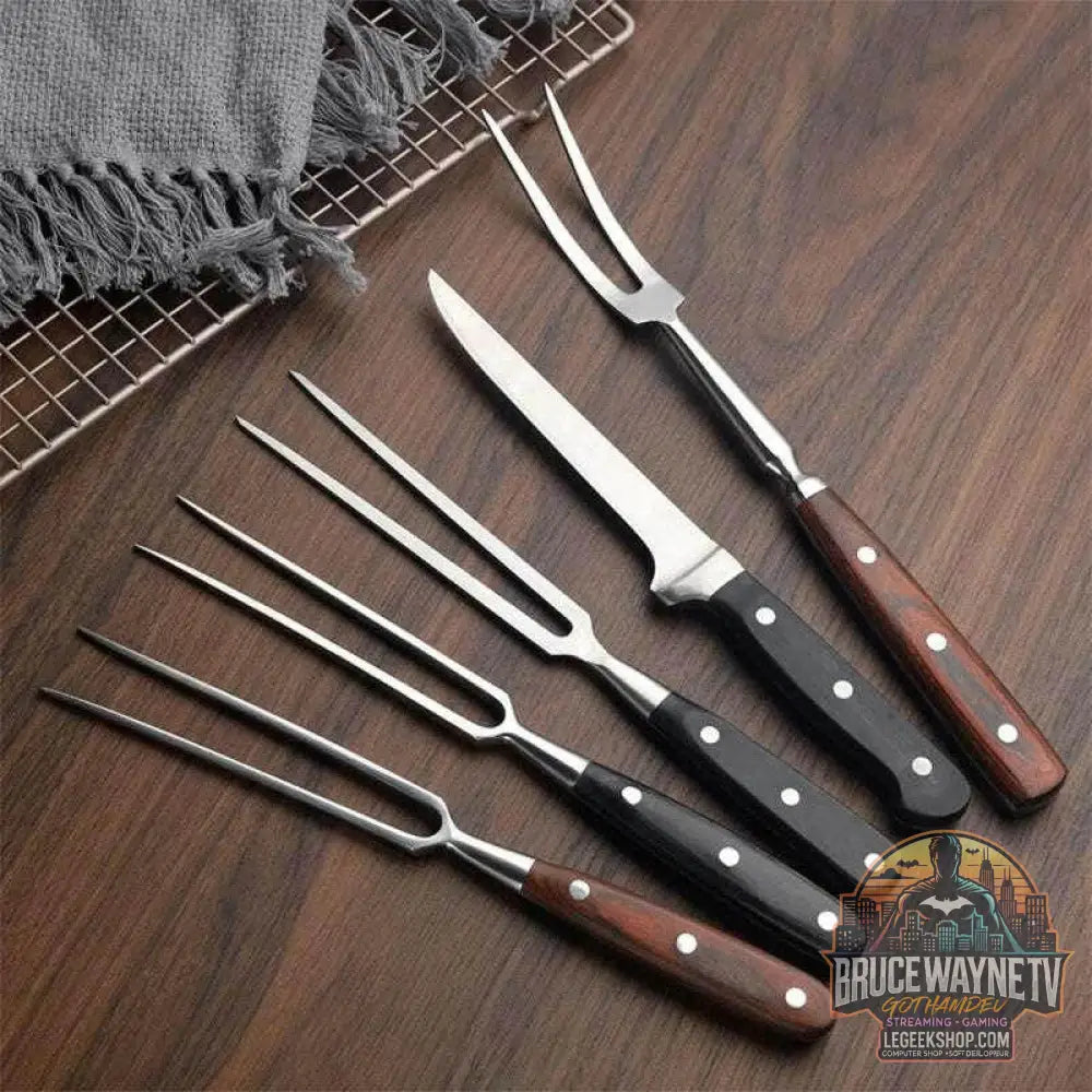 🔥 Set de Fourchettes à Barbecue – Acier Inoxydable & Bois – Accessoires de Grill - Legeekshop