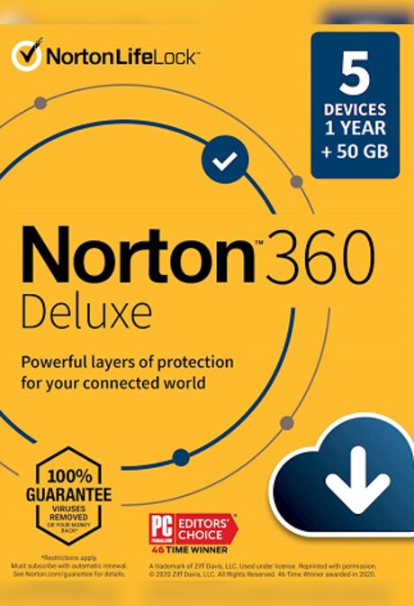 Norton 360 Deluxe + 50 GB Cloud Storage - (5 Devices, 15 Months) - NortonLifeLock Key GLOBAL