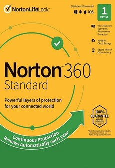 Norton 360 Standard + 10 GB Cloud Storage (1 Device, 1 Year) - NortonLifeLock Key - UNITED STATES
