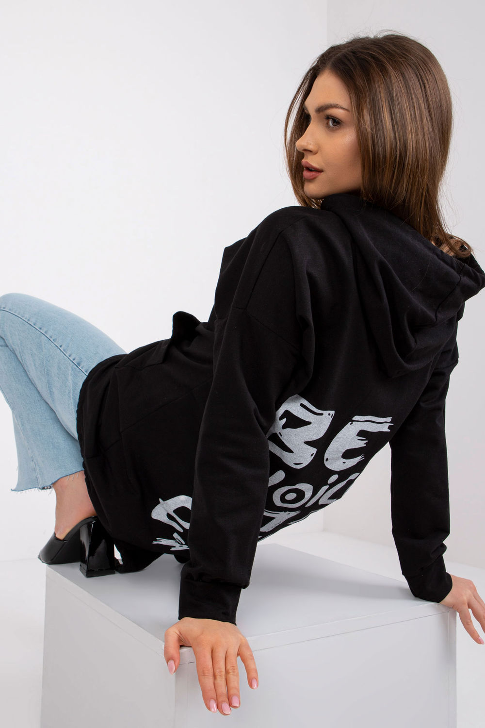 T-shirt femme Italy Moda Sweatshirt Sweatshirt — noir