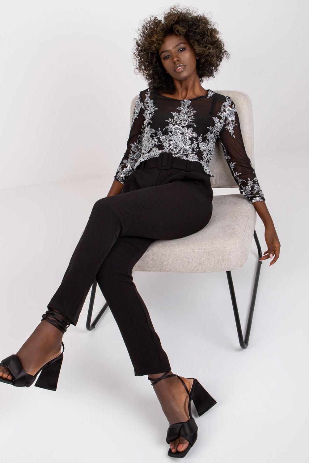 Chaussures à talons femme Italy Moda Pantalon Pantalon — noir