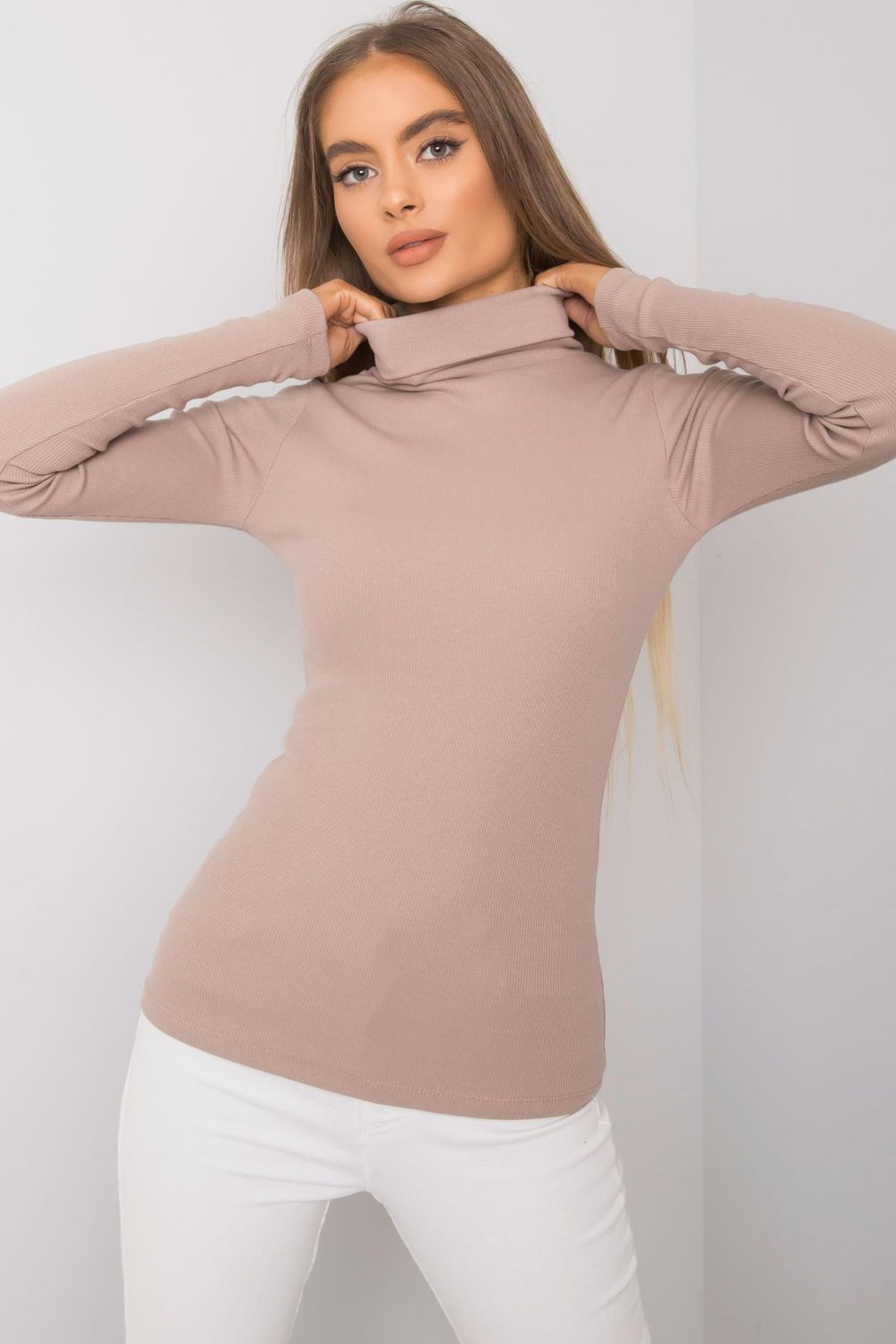 Pull femme Rue Paris Col Roulé Col — beige