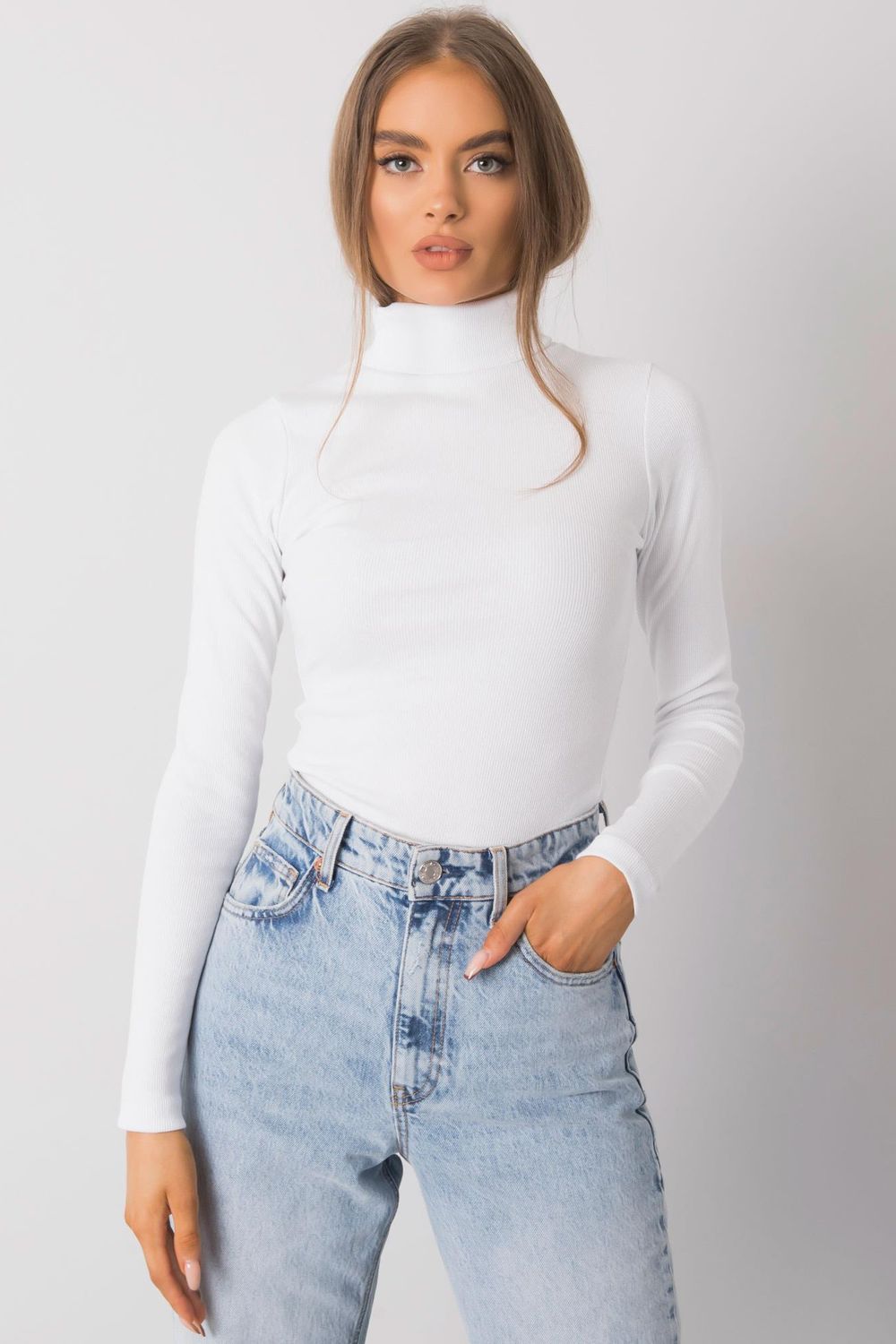 Pull femme Rue Paris Col Roulé Col — blanc