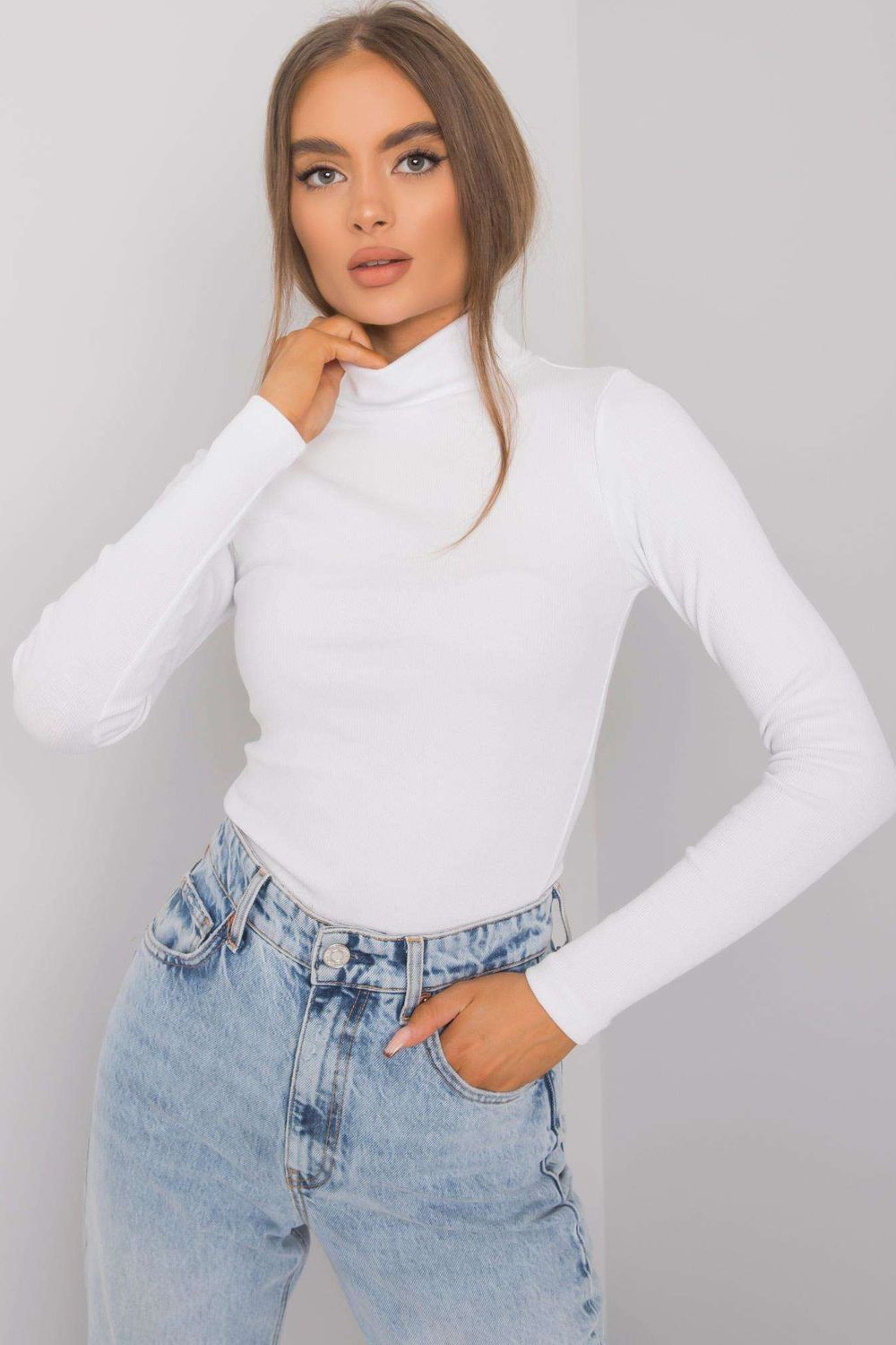Pull femme Rue Paris Col Roulé Col — blanc