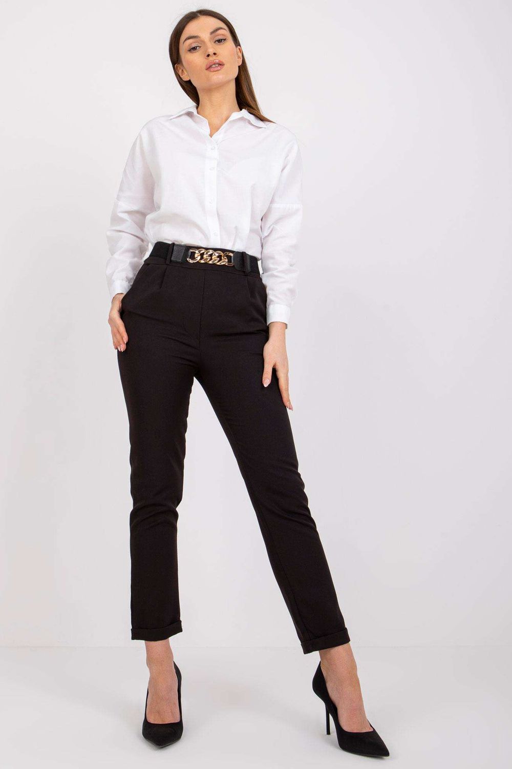 Chaussures à talons femme Italy Moda Pantalon Pantalon — noir