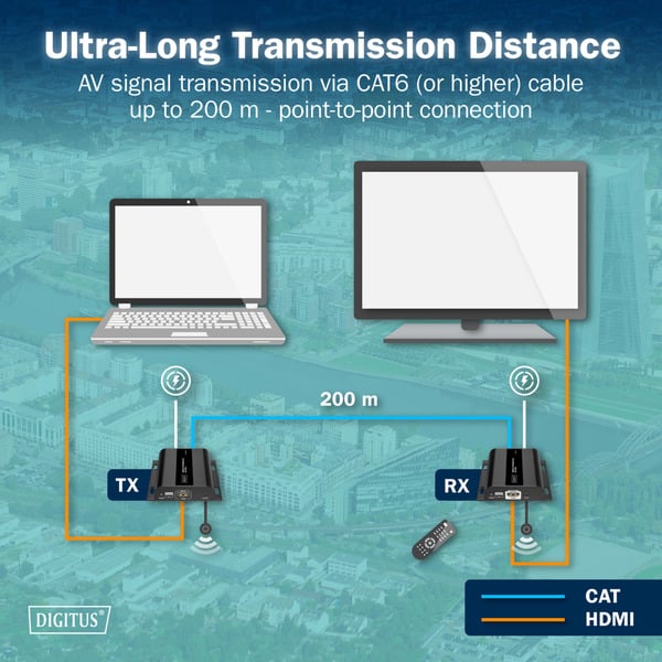 Digitus 4K Video Extender USB-C > HDMI, 200 mètre, HDMI Verlängerung - Digitus - vue 6