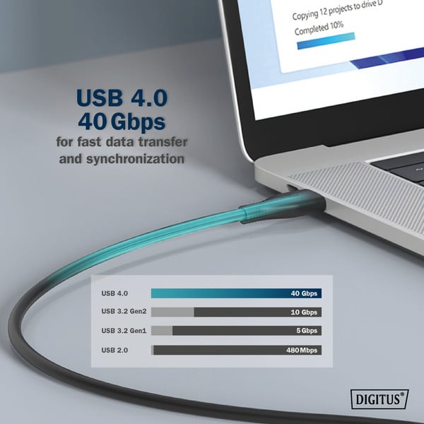 Digitus USB4 Gen 3x2 Silikon-Anschlusskabel USB-C > USB-C - Digitus - vue 11