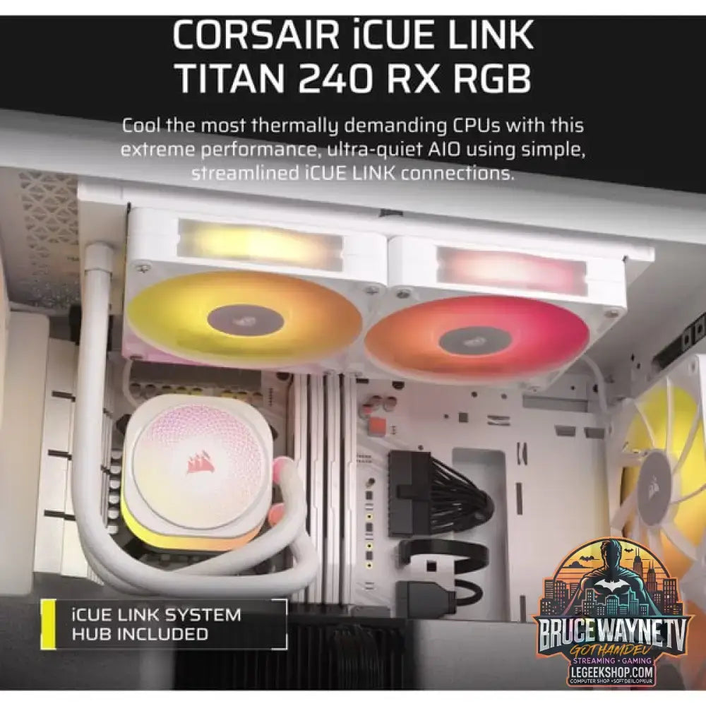 Corsair iCUE LINK TITAN 240 RX RGB, Wasserkühlung weiß - Corsair - vue 3