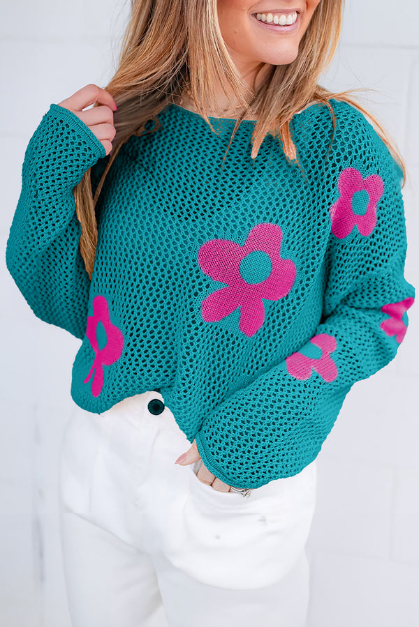 Pull femme en maille, épaules tombantes — vert d'eau