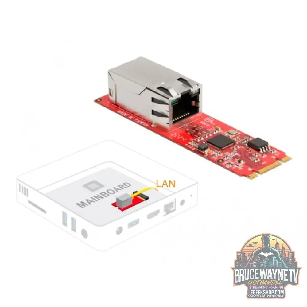DeLOCK Konverter M.2 Key B+M Stecker zu 1 x RJ45 2,5 Gigabit LAN Port horizontal, adaptateur réseau - DeLOCK