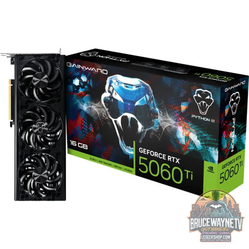 Gainward GeForce RTX 5060 Ti Python III 16GB, carte graphique DLSS 4, 3x DisplayPort, 1x HDMI 2.1 - Gainward