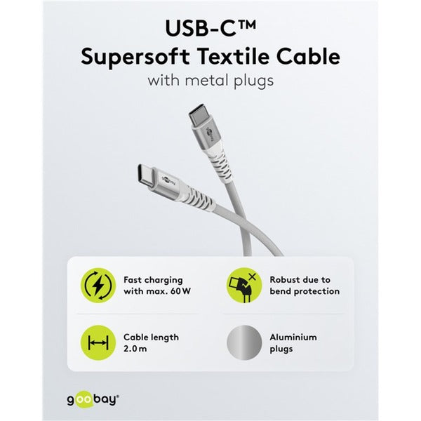 goobay Supersoftes USB 2.0 Textilkabel, USB-C Stecker > USB-C Stecker - goobay - vue 7