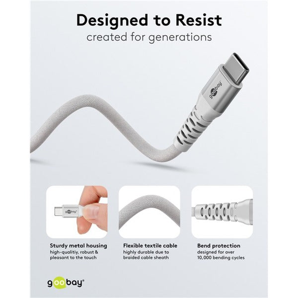 goobay Supersoftes USB 2.0 Textilkabel, USB-C Stecker > USB-C Stecker - goobay - vue 9