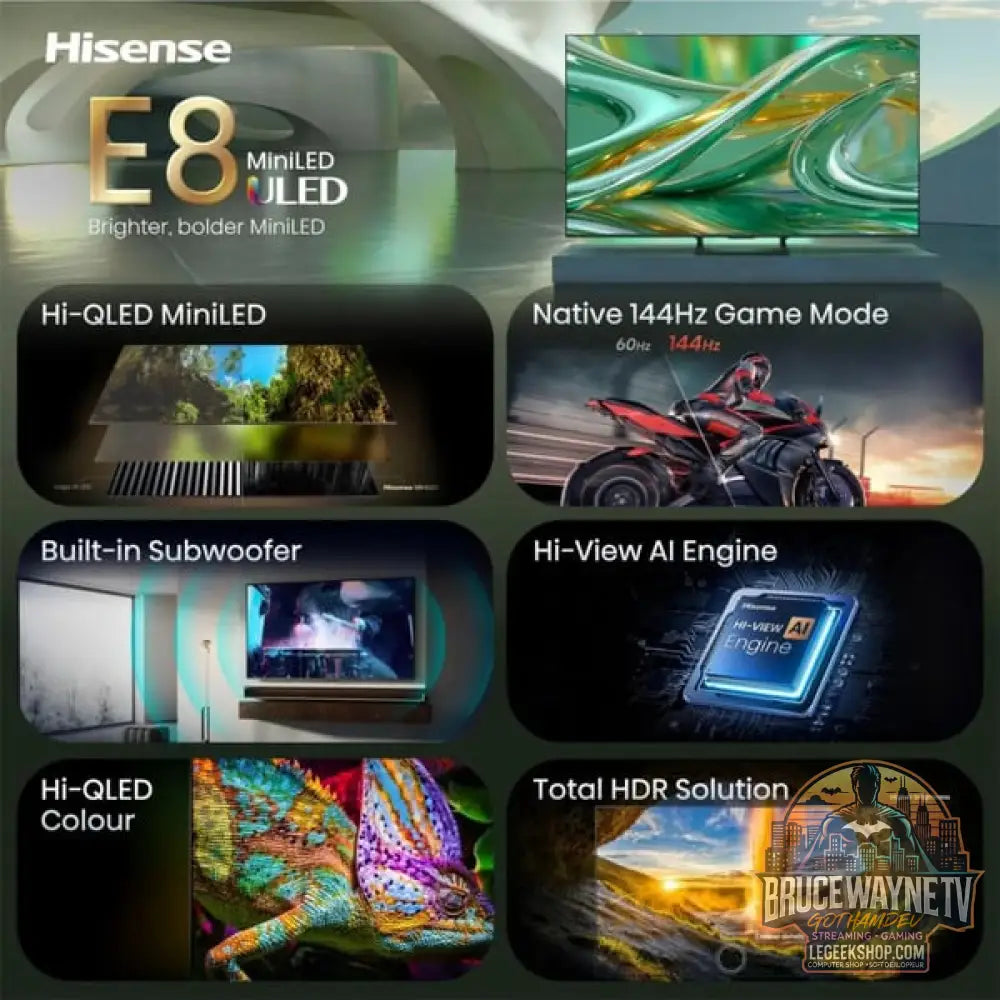 Hisense ULED 65E8S MiniLED, QLED-Fernseher - Hisense - vue 9